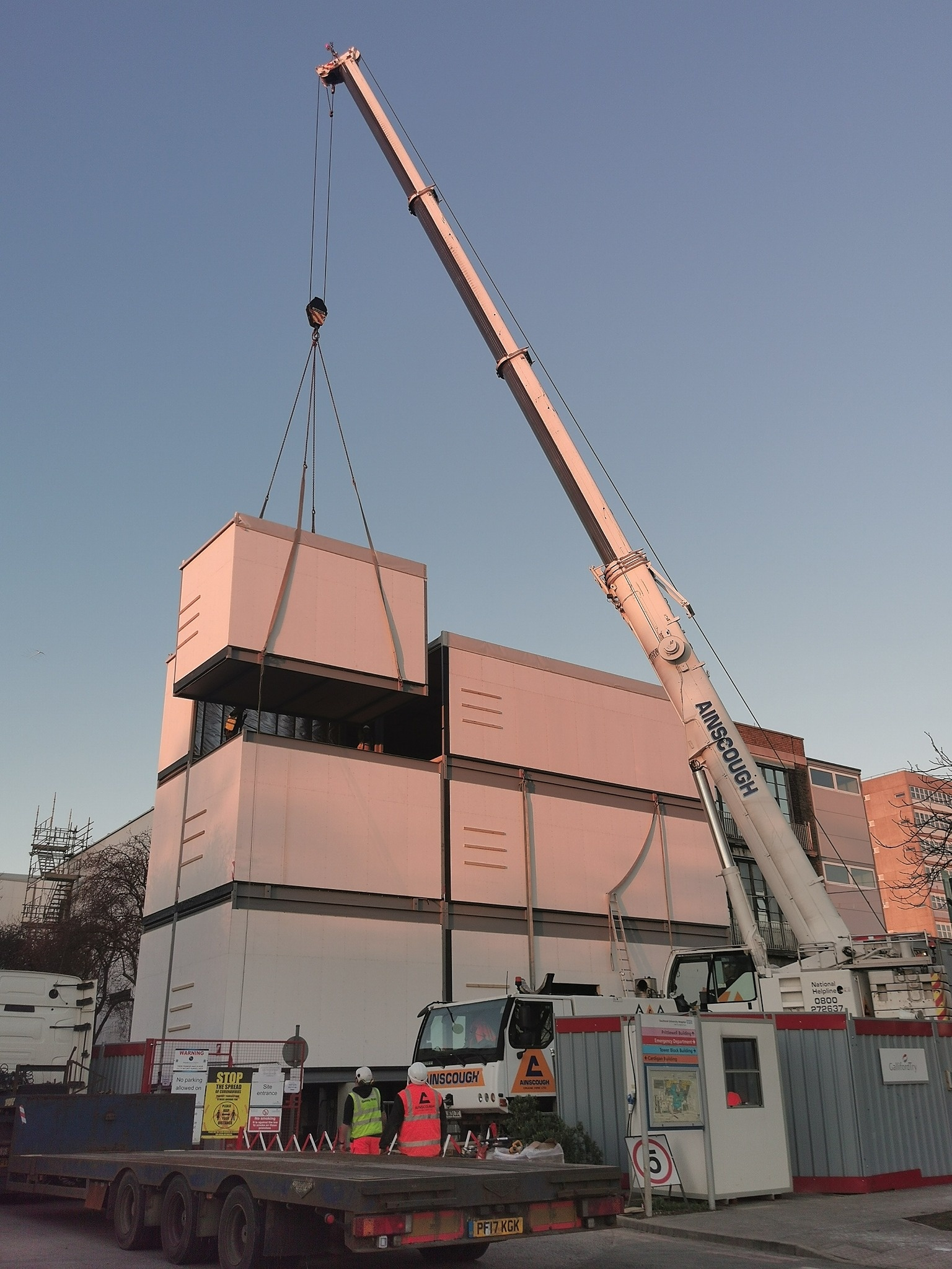 The new three-storey building is made up of a number of modules, which were craned into position