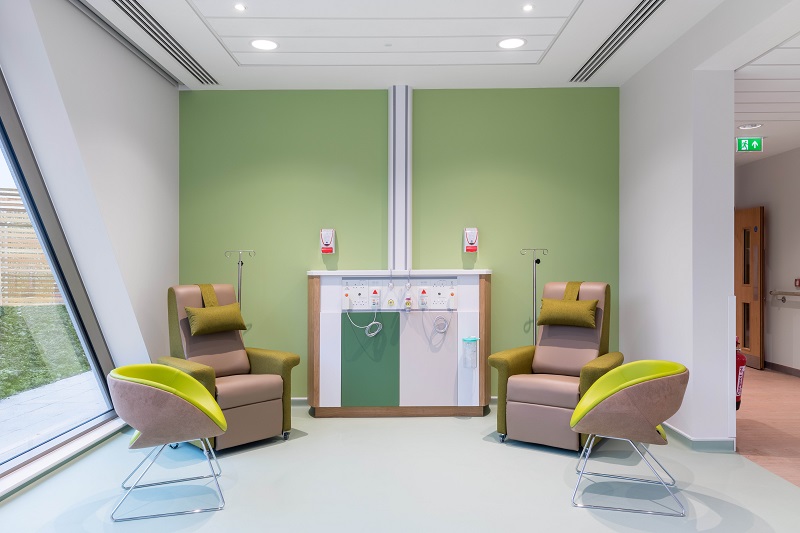 The Eternal Colour range was used to break up the bays in the chemotherapy suite