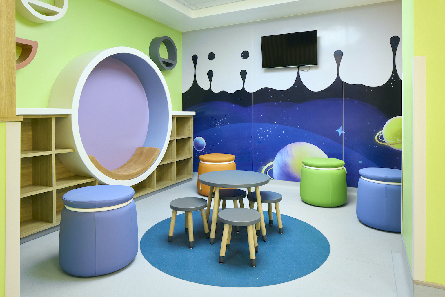 A range of products were used to create a child-friendly, less-institutional feel to the centre