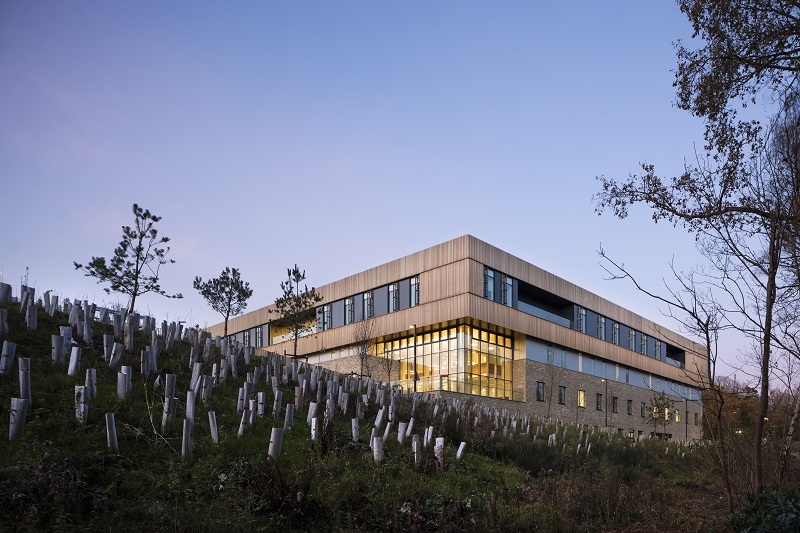 Patient rooms look out over the surrounding landscape
