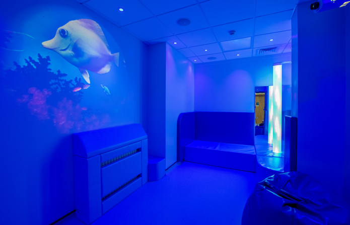 A sensory room helps patients relax before treatment