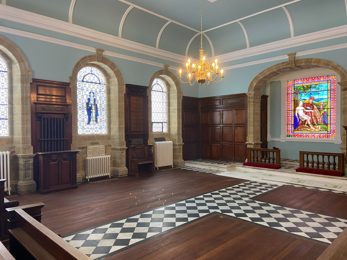 A blockwork and steel structure was created to hang the original interiors from