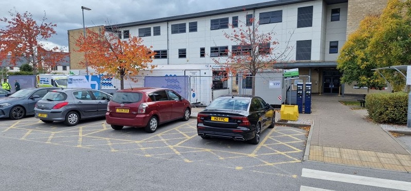 A police escort helped to deliver the Vanguard modules to the site