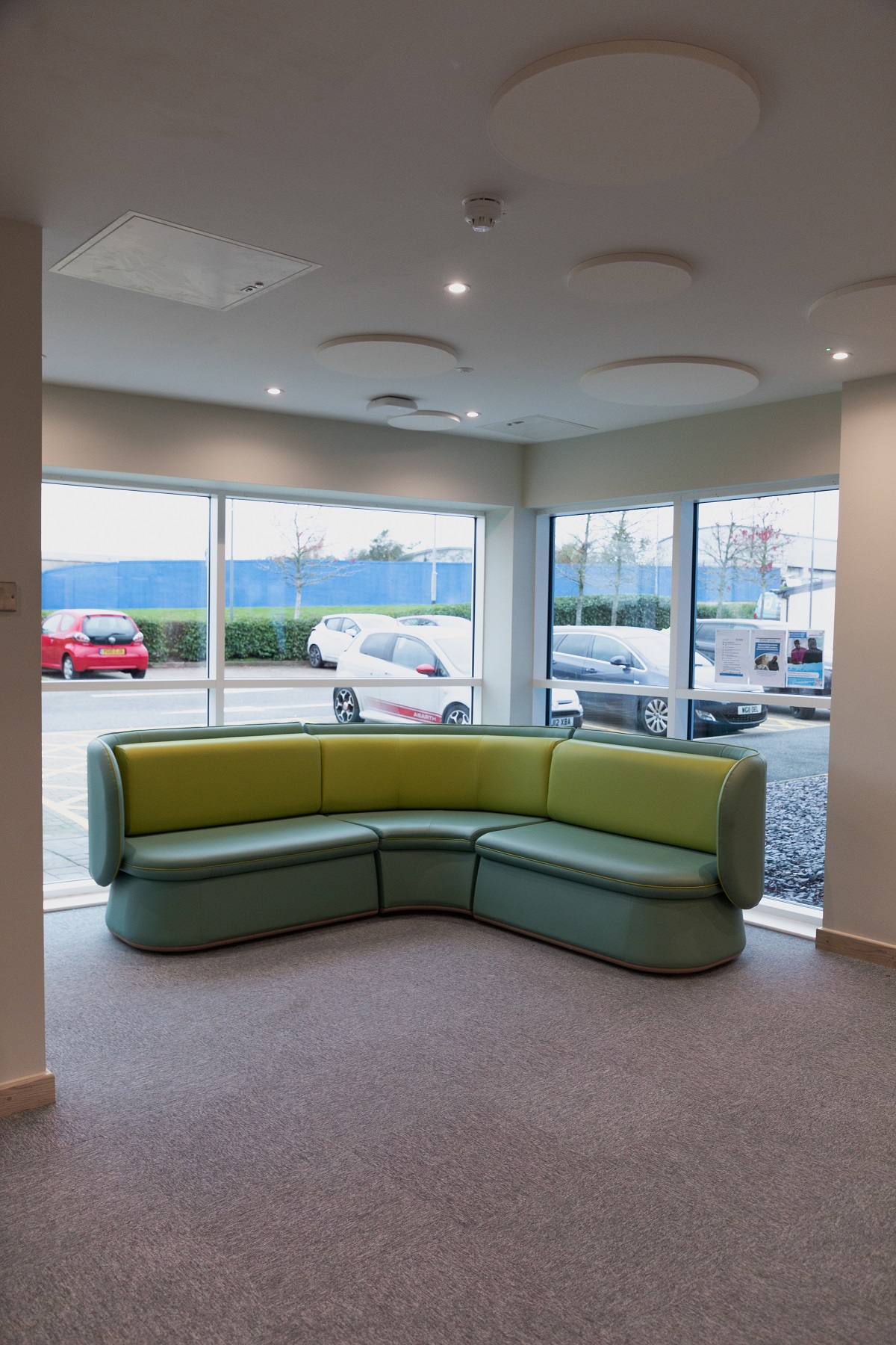 Colours were chosen to fit in with the interior design approach