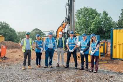 Trust representatives and contractors on the site of the new Ellen Badger Hospital