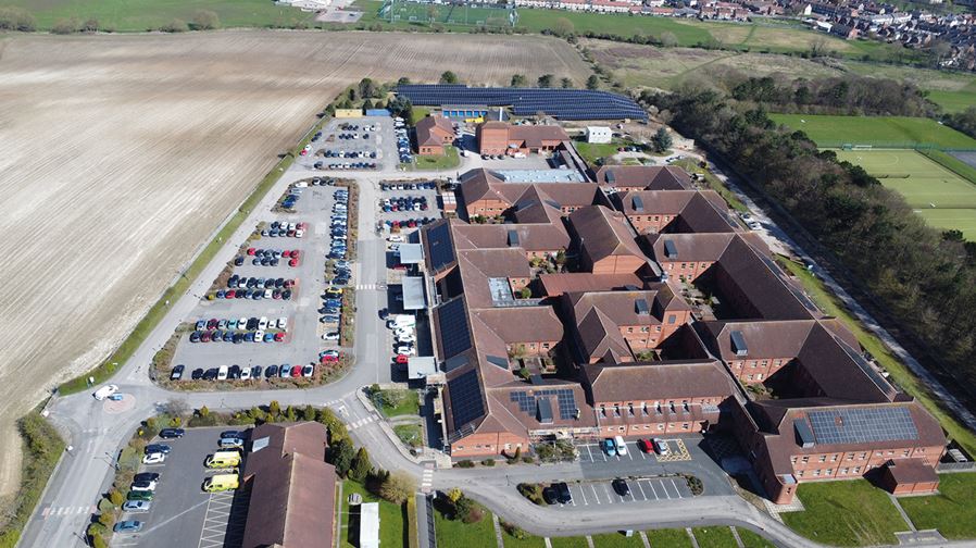 A drone image of the Bridlington Hospital site